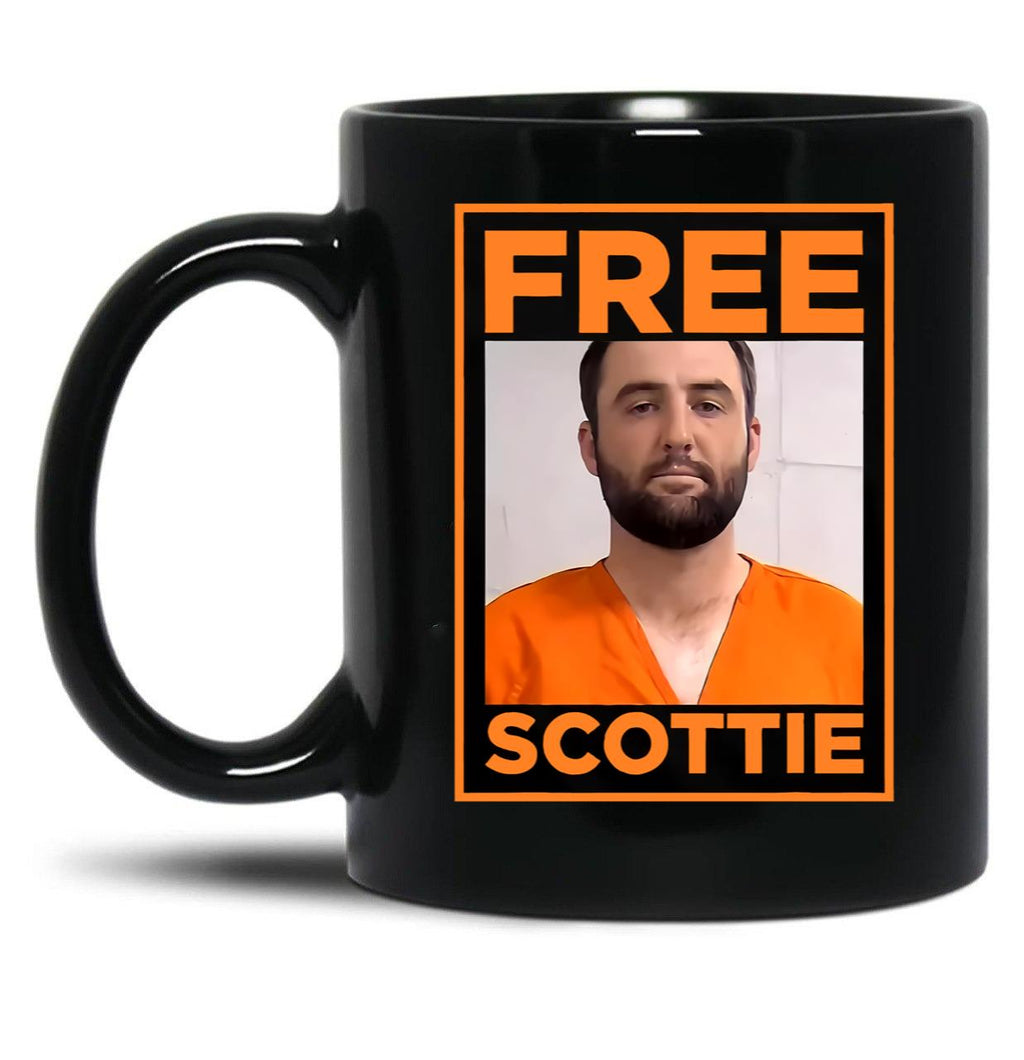 Free Scottie Mug Shot Funny Humour Black Coffee Mug, Gift Coffee Mug