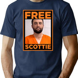 Free Scottie Mug Shot Funny Humour Premium Heavyweight Cotton T-Shirt - Navy