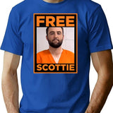 Free Scottie Mug Shot Funny Humour Premium Heavyweight Cotton T-Shirt - Blue