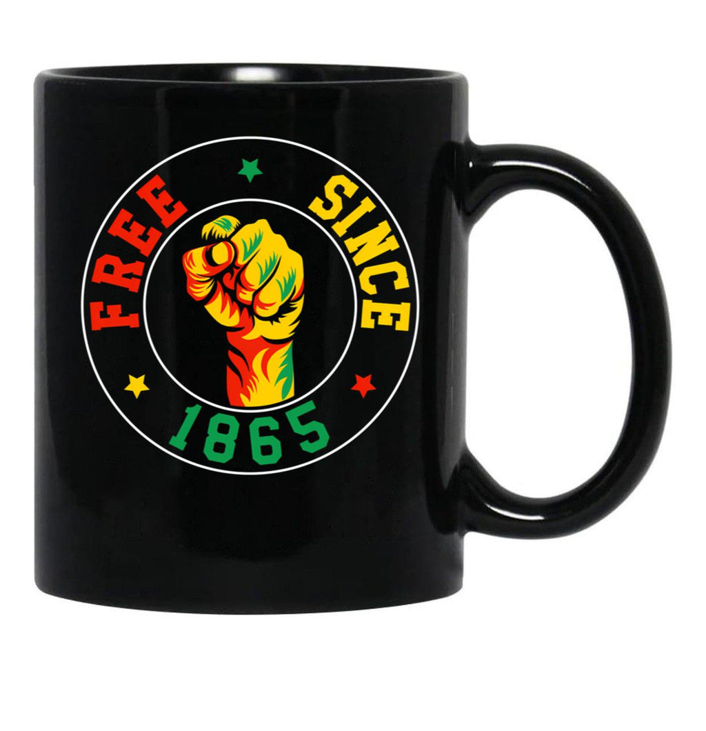 Free Since 1865 Juneteenth Black History Freedom Afrocentric Black Coffee Mug - Black