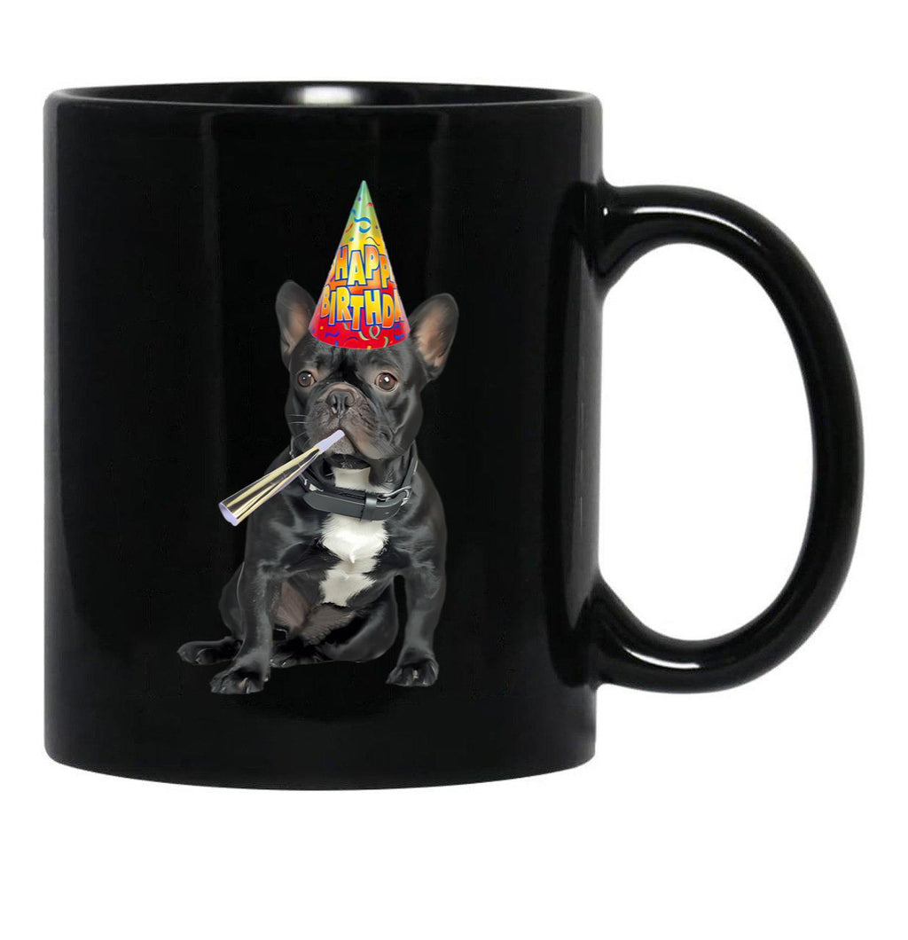 French Bulldog Birthday Black Coffee Mug, Gift Coffee Mug - Black