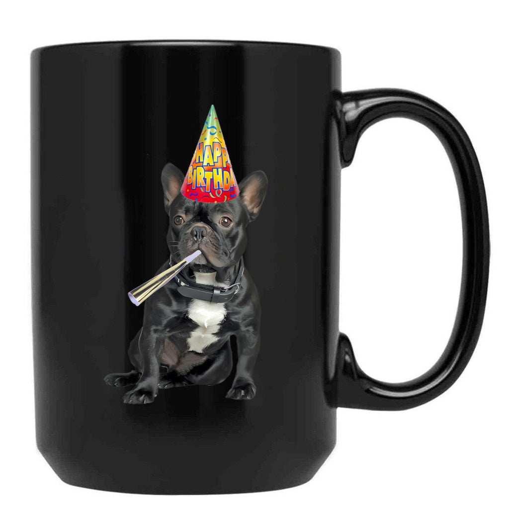 French Bulldog Birthday Black Coffee Mug, Gift Coffee Mug
