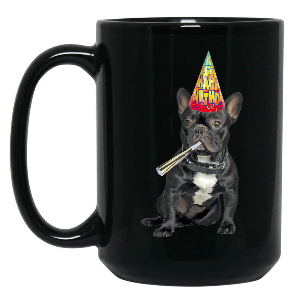 French Bulldog Birthday Black Coffee Mug, Gift Coffee Mug