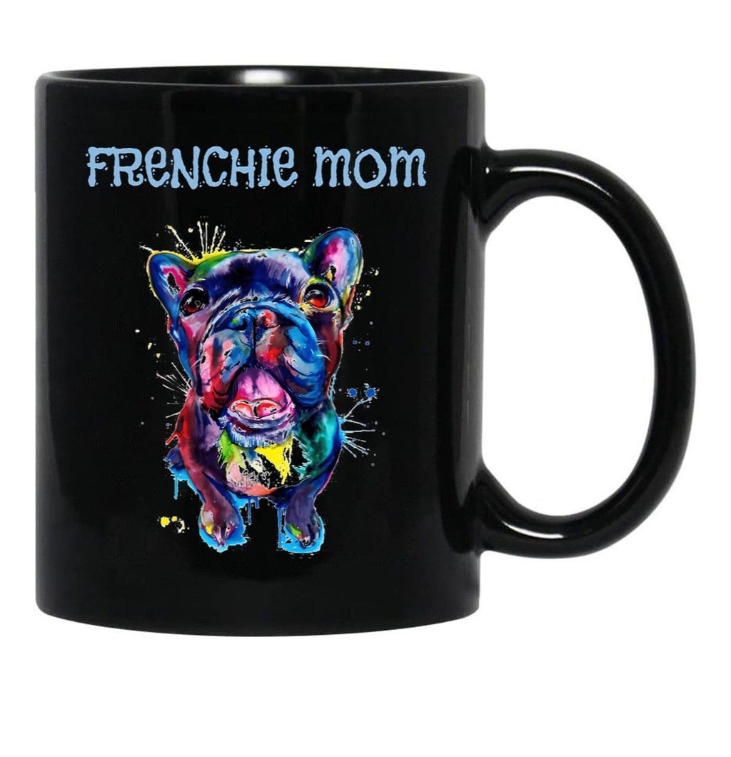 French Bulldog - French Mom Black Coffee Mug, Gift Coffee Mug - Black