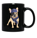 French Bulldog Hipster Black Coffee Mug, Gift Coffee Mug - Black