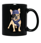 French Bulldog Hipster Black Coffee Mug, Gift Coffee Mug - Black