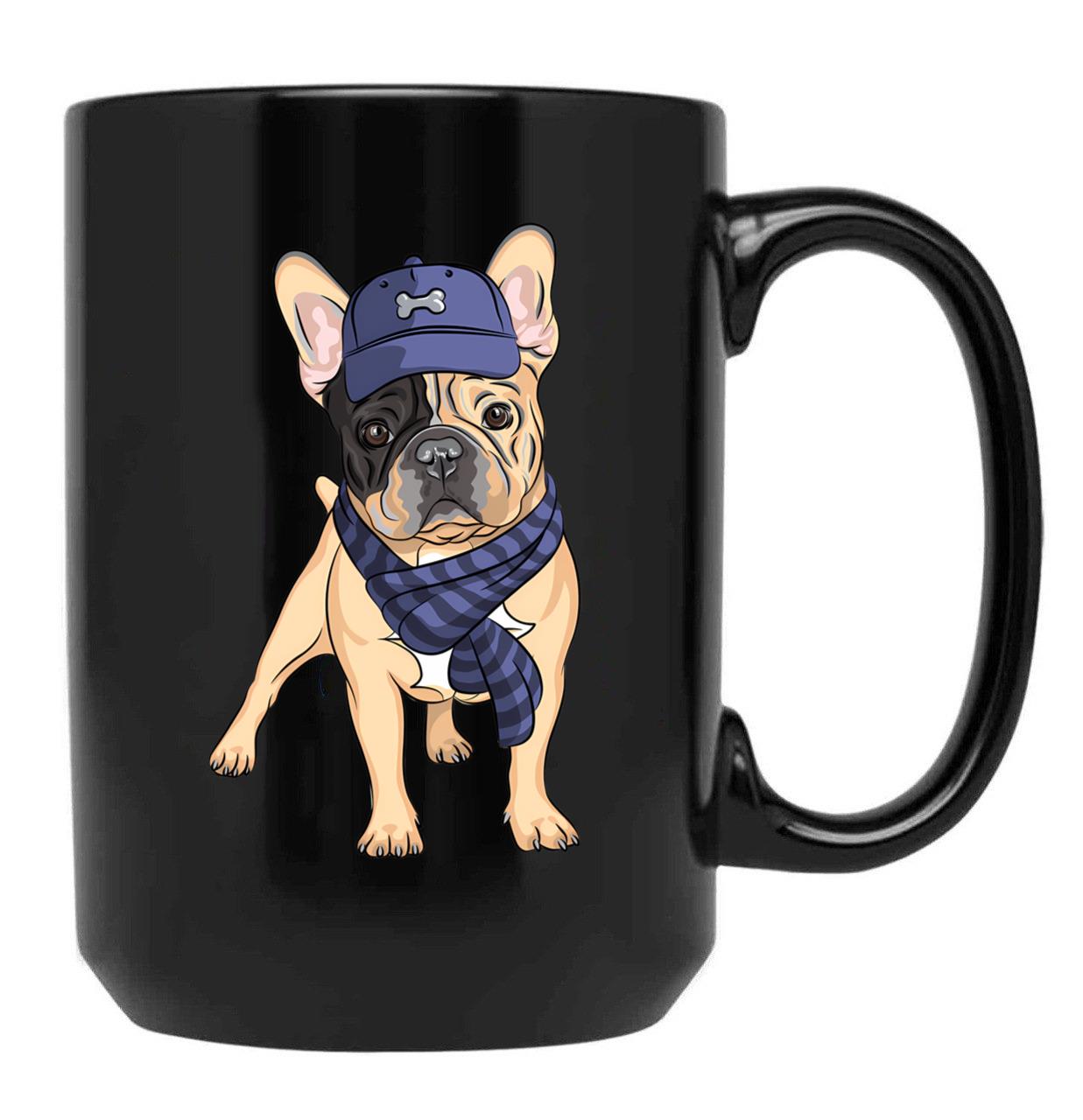 French Bulldog Hipster Black Coffee Mug, Gift Coffee Mug