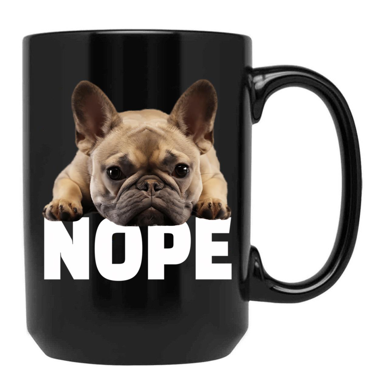 French Bulldog Nope Black Coffee Mug, Gift Coffee Mug