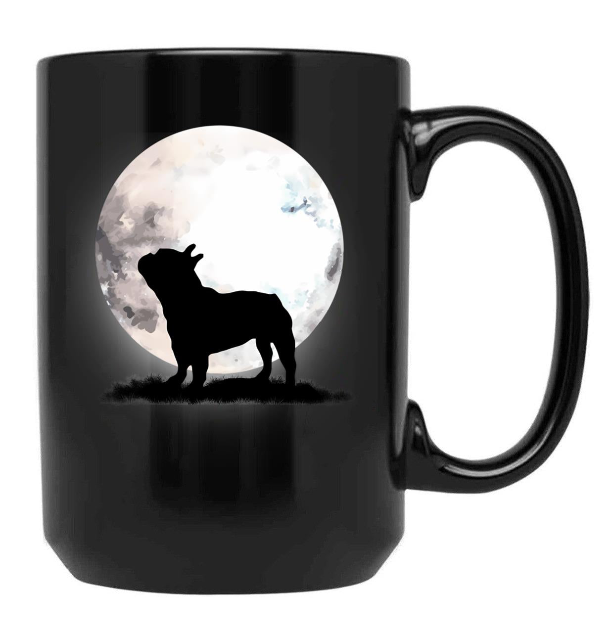 French Bulldog On The Moon Black Coffee Mug, Gift Coffee Mug