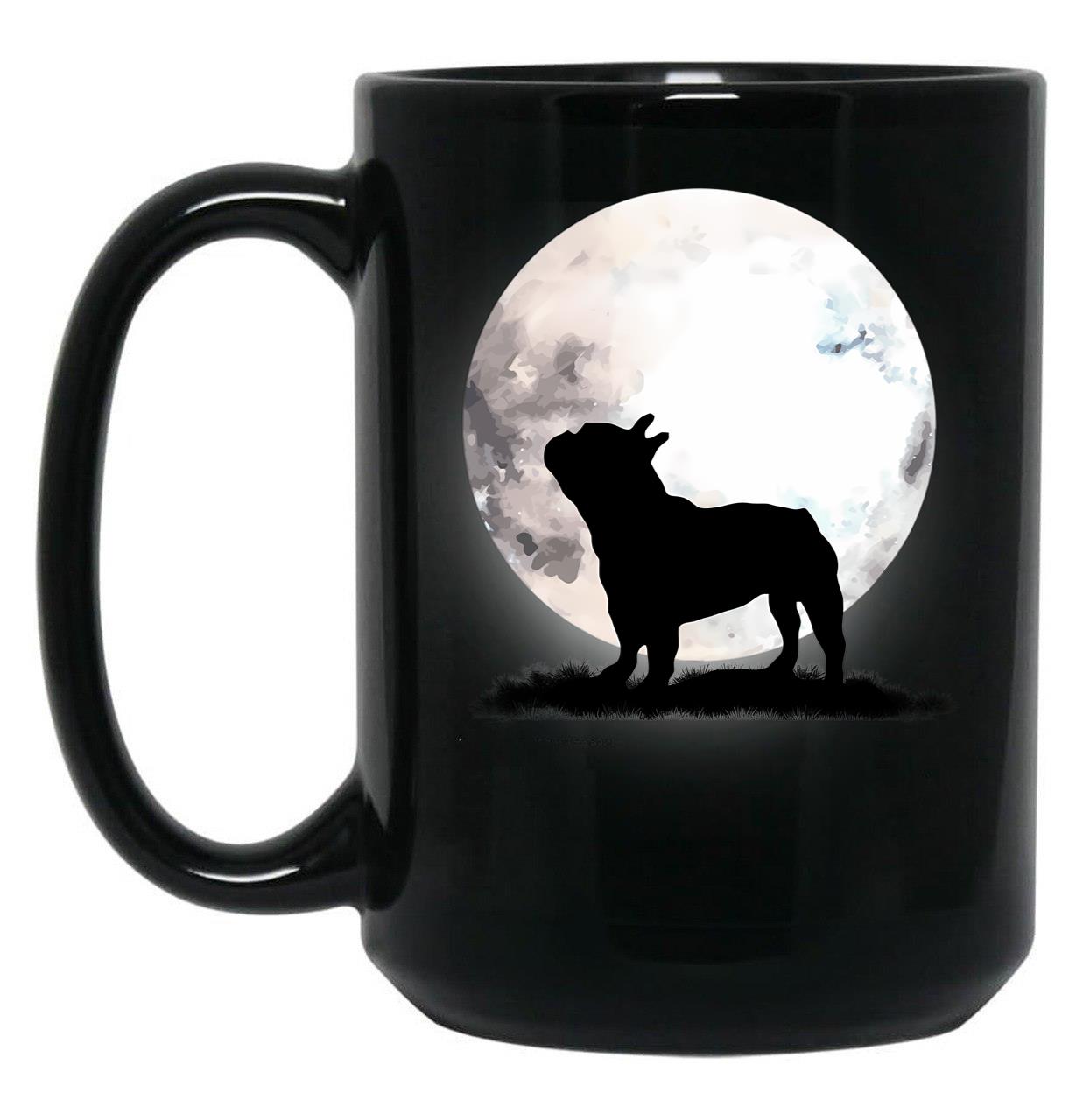 French Bulldog On The Moon Black Coffee Mug, Gift Coffee Mug