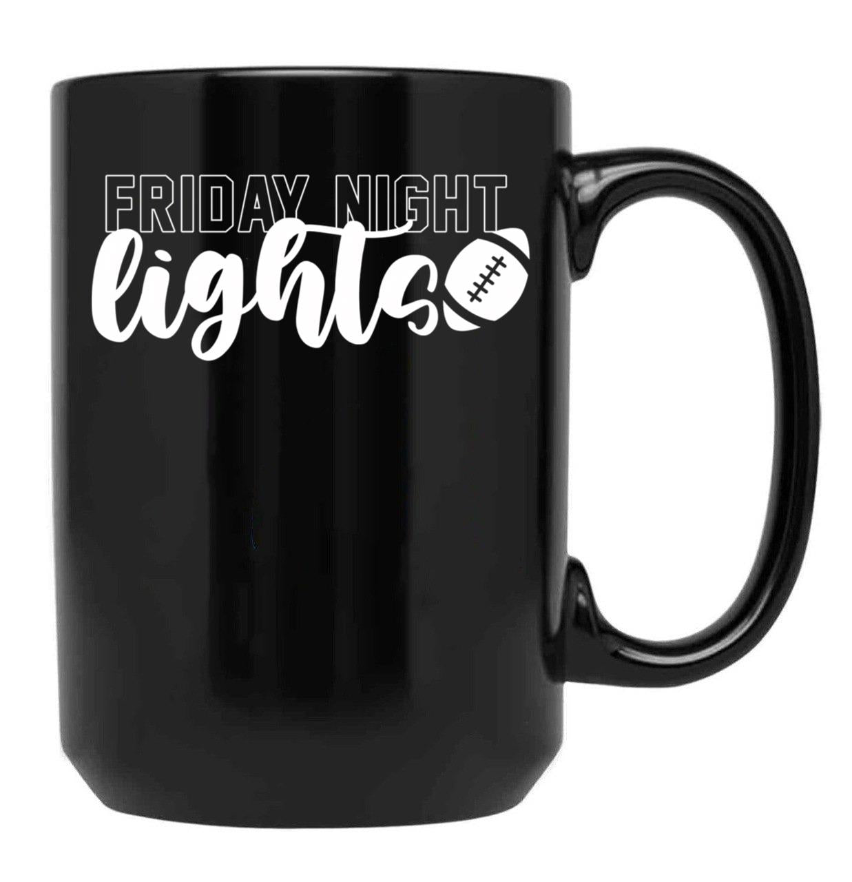 Friday Night Lights Football Game Day Spirit Black Coffee Mug, Gift Coffee Mug
