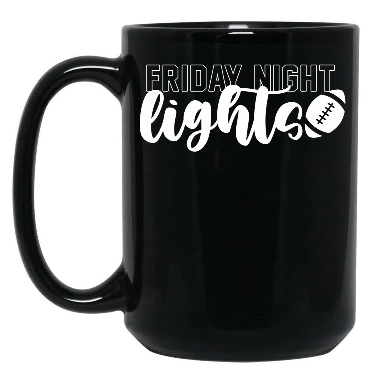 Friday Night Lights Football Game Day Spirit Black Coffee Mug, Gift Coffee Mug