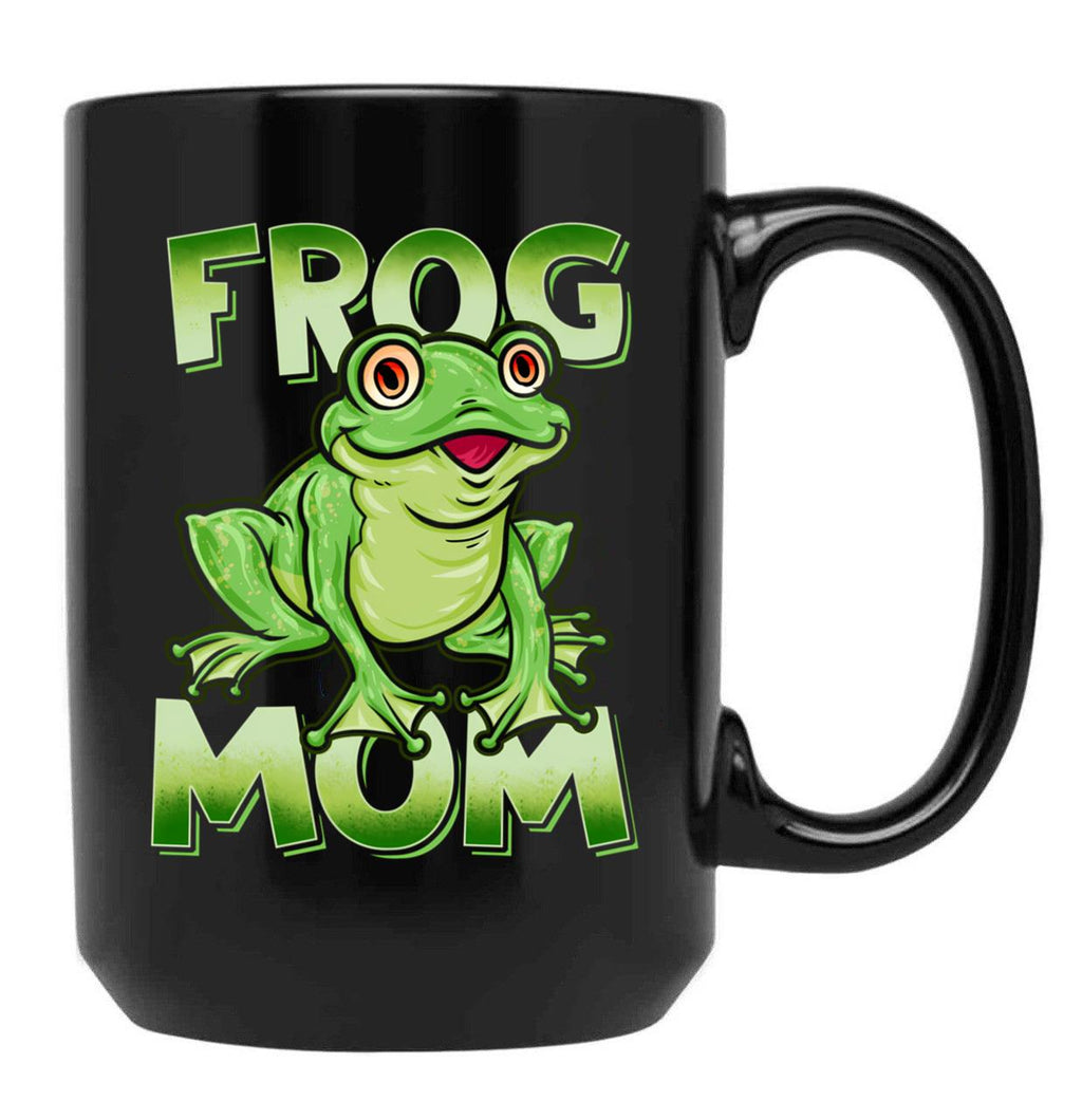Frog Mom Cute Frog Lover Graphic Design Black Coffee Mug, Gift Coffee Mug