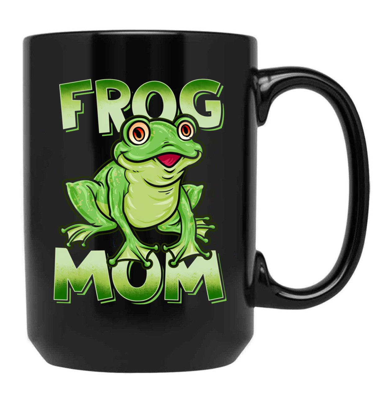Frog Mom Cute Frog Lover Graphic Design Black Coffee Mug, Gift Coffee Mug