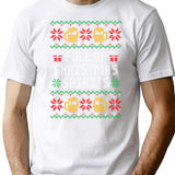 Full Of Christmas Spirits - Funny Alcohol Ugly Christmas Sweater T-Shirt for Men & Women, T-Shirts Graphic Tee - White