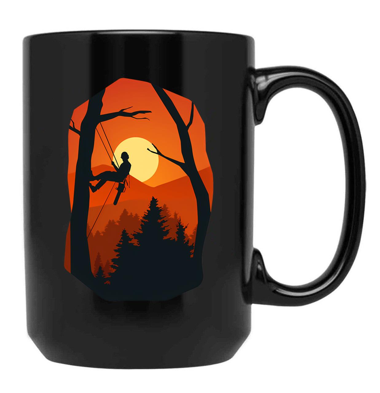 Funny Arborist I Woodworker Gift Chainsaw Black Coffee Mug, Gift Coffee Mug