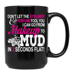 Funny Atv Girl Makeup To Mud Gift Quad Bike Women And Ladies Black Coffee Mug, Gift Coffee Mug