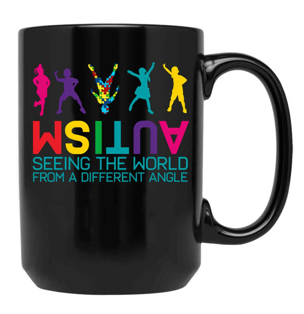 Funny Autism Awareness Seeing The World From Different Angles Black Coffee Mug, Gift Coffee Mug