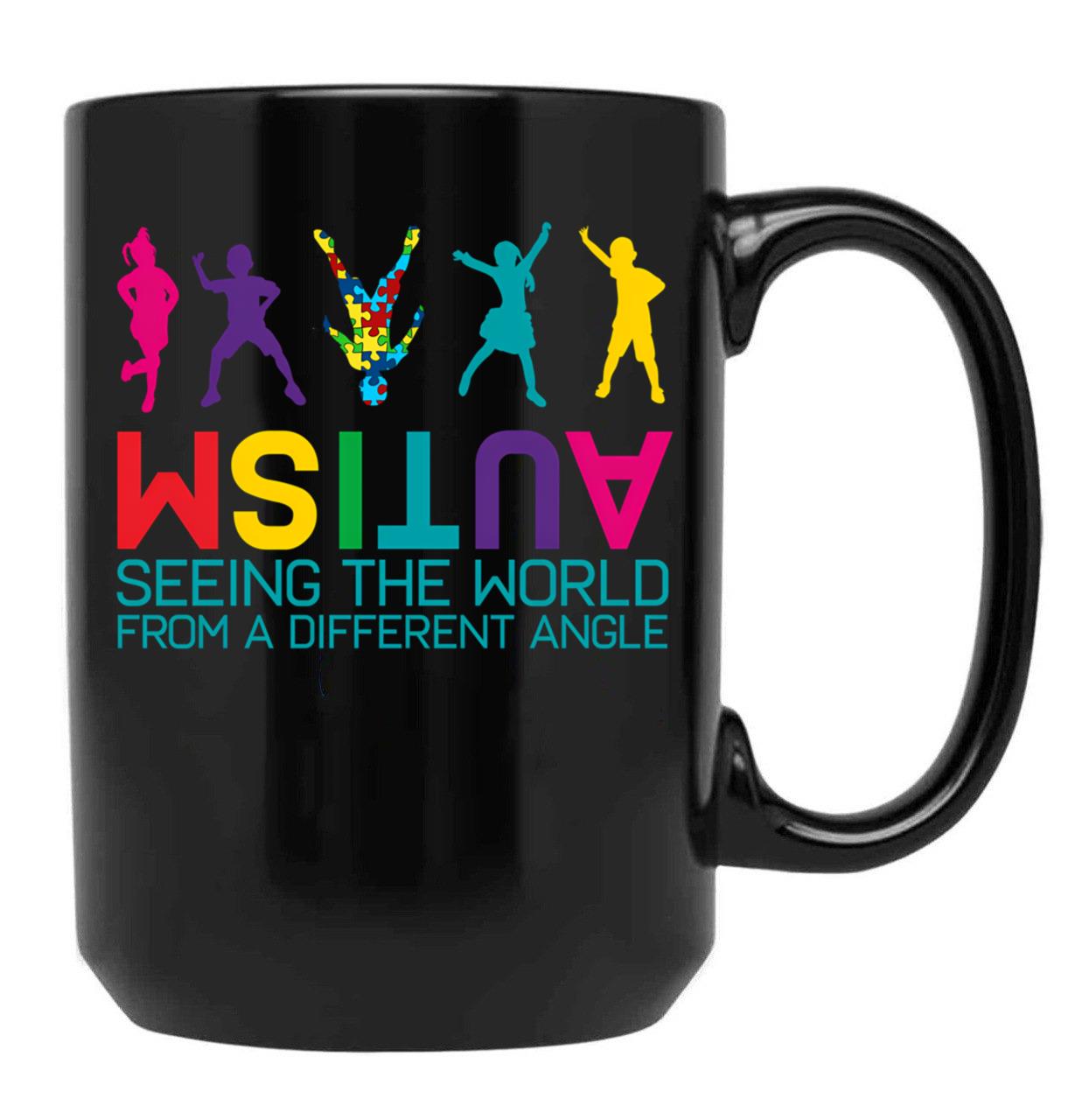 Funny Autism Awareness Seeing The World From Different Angles Black Coffee Mug, Gift Coffee Mug