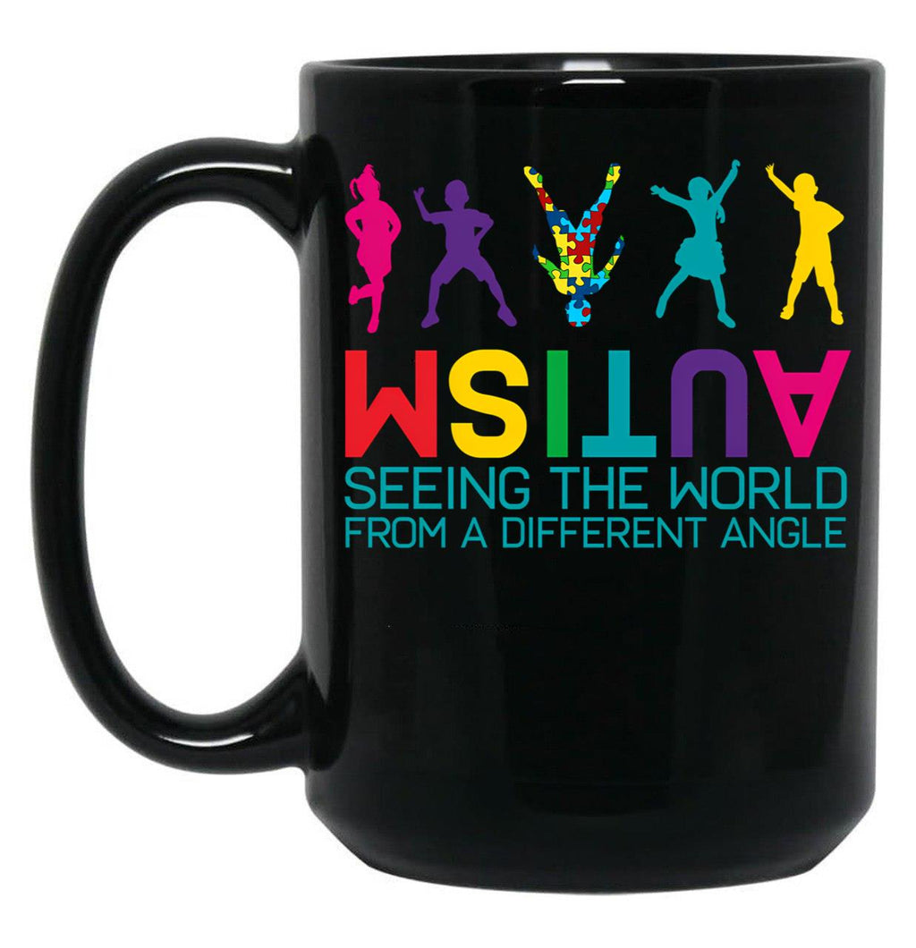 Funny Autism Awareness Seeing The World From Different Angles Black Coffee Mug, Gift Coffee Mug
