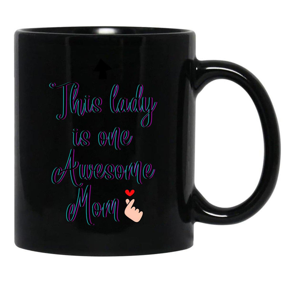 Funny Awesome Mom Black Coffee Mug, Gift Coffee Mug - Black