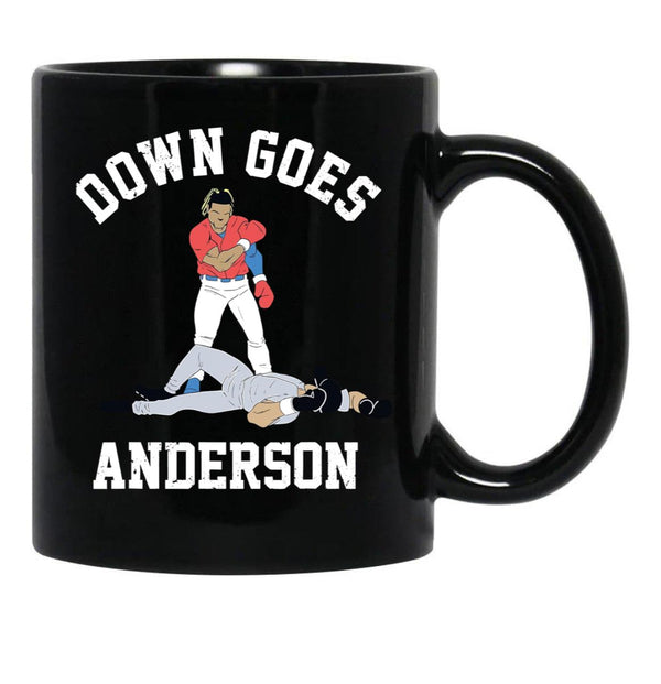 Funny Baseball Down GOES Anderson Black Coffee Mug, Gift Coffee Mug - Black