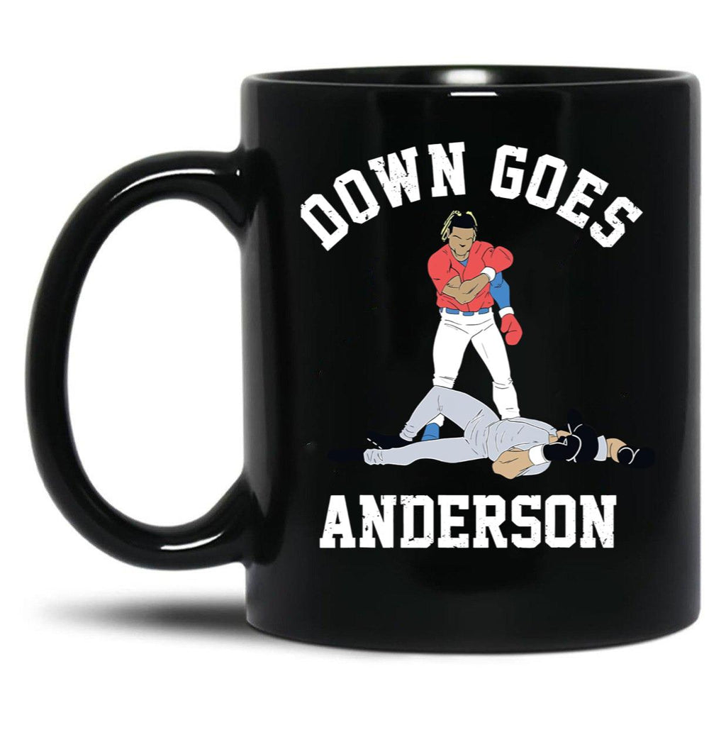 Funny Baseball Down GOES Anderson Black Coffee Mug, Gift Coffee Mug