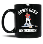 Funny Baseball Down GOES Anderson Black Coffee Mug, Gift Coffee Mug