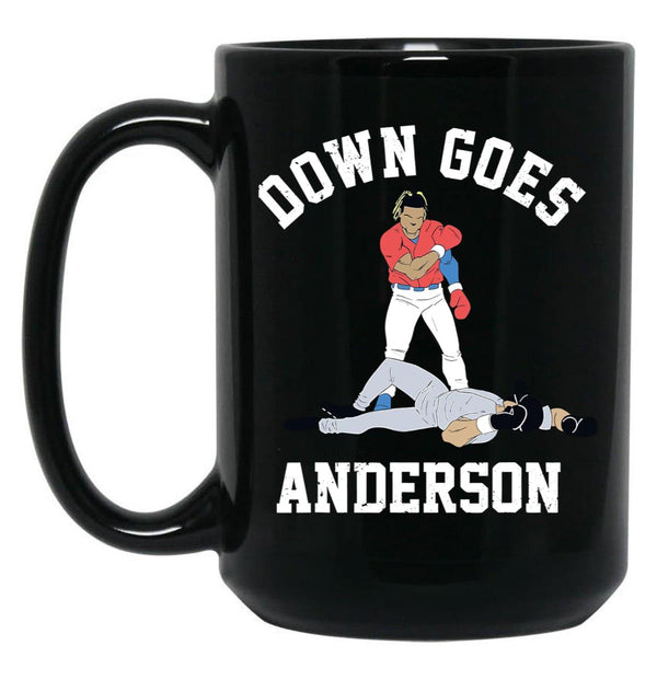 Funny Baseball Down GOES Anderson Black Coffee Mug, Gift Coffee Mug - Black