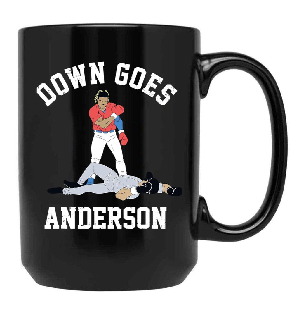 Funny Baseball Down GOES Anderson Black Coffee Mug, Gift Coffee Mug