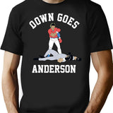 Funny Baseball Down GOES Anderson Premium Heavyweight Cotton T-Shirt - Black