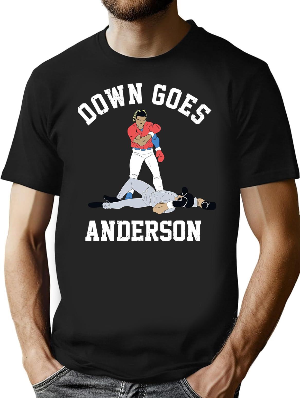 Funny Baseball Down GOES Anderson Premium Heavyweight Cotton T-Shirt - Black