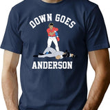 Funny Baseball Down GOES Anderson Premium Heavyweight Cotton T-Shirt - Navy