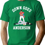 Funny Baseball Down GOES Anderson Premium Heavyweight Cotton T-Shirt - Green