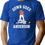 Funny Baseball Down GOES Anderson Premium Heavyweight Cotton T-Shirt - Blue