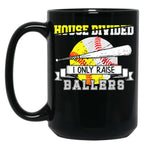 Funny Baseballoftball Divided House Ball Mom Black Coffee Mug, Gift Coffee Mug