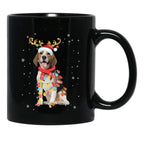Funny Beagle Christmas Tree Santa Reindeer Pajamas Black Coffee Mug, Gift Coffee Mug - Black