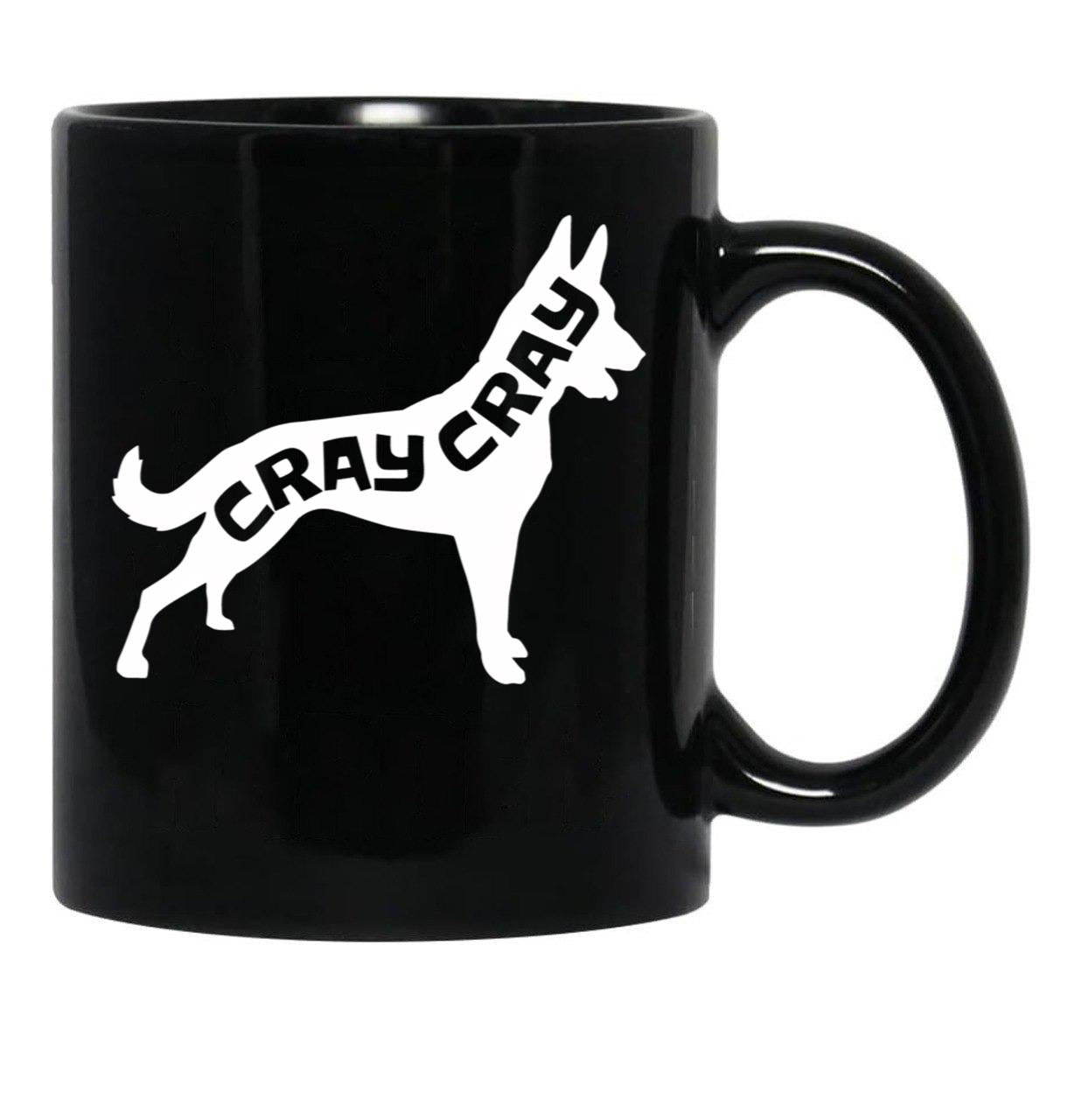 Funny Belgian Malinois Cray Crazy Maligator Dog Gift Black Coffee Mug, Gift Coffee Mug - Black