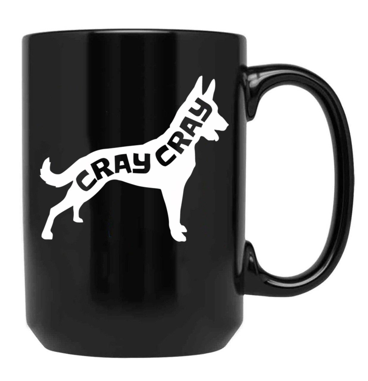 Funny Belgian Malinois Cray Crazy Maligator Dog Gift Black Coffee Mug, Gift Coffee Mug