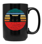 Funny Black Cat Retro Style Black Coffee Mug, Gift Coffee Mug