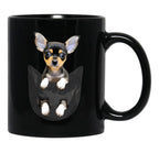 Funny Black Chihuahua In Pocket Black Coffee Mug, Gift Coffee Mug - Black