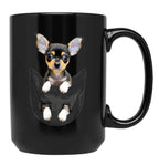 Funny Black Chihuahua In Pocket Black Coffee Mug, Gift Coffee Mug