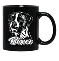 Funny Boxer Dog Canine Portrait Black Coffee Mug, Gift Coffee Mug - Black