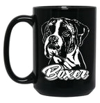 Funny Boxer Dog Canine Portrait Black Coffee Mug, Gift Coffee Mug