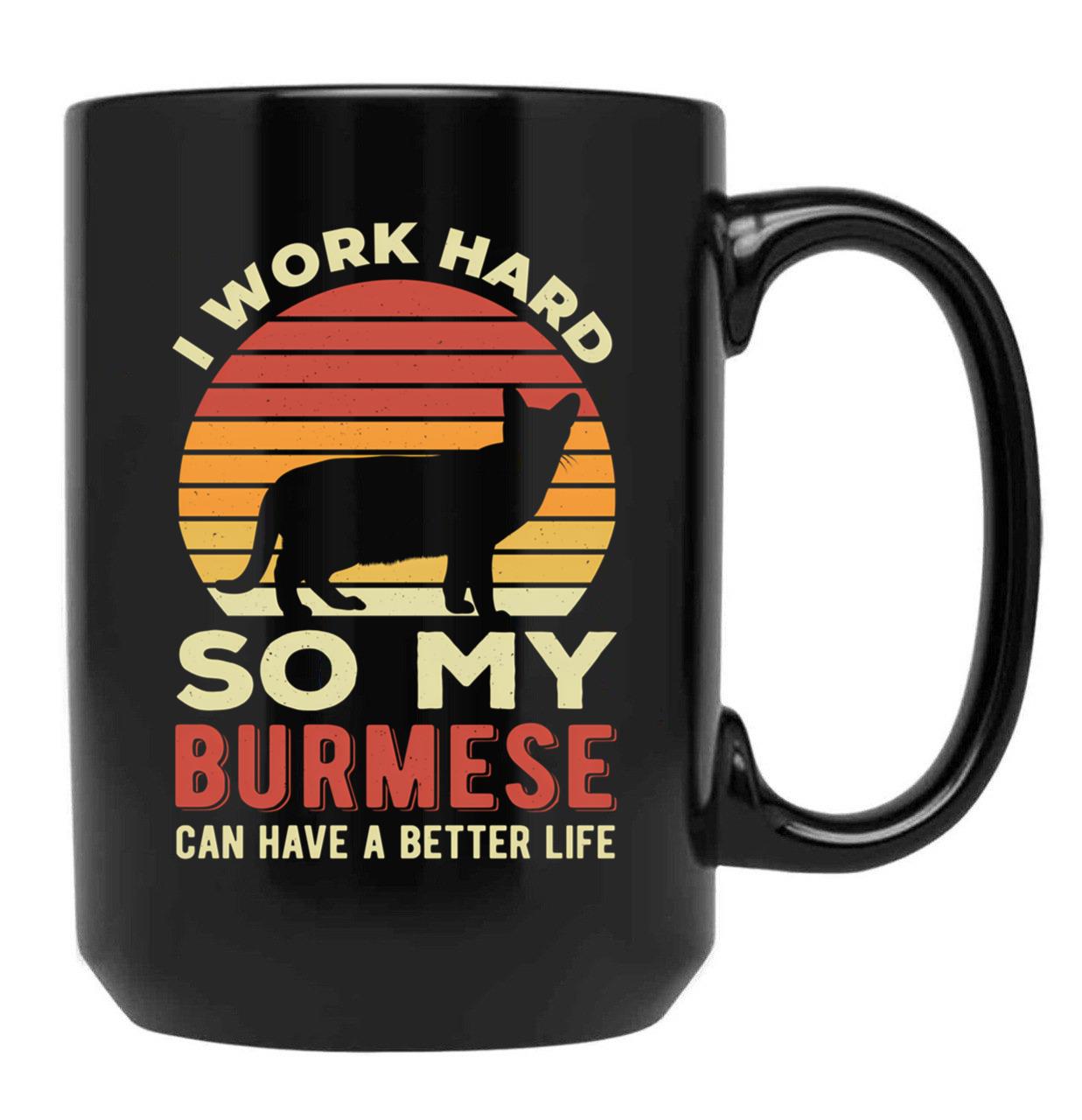 Funny Burmese Cat Black Coffee Mug, Gift Coffee Mug