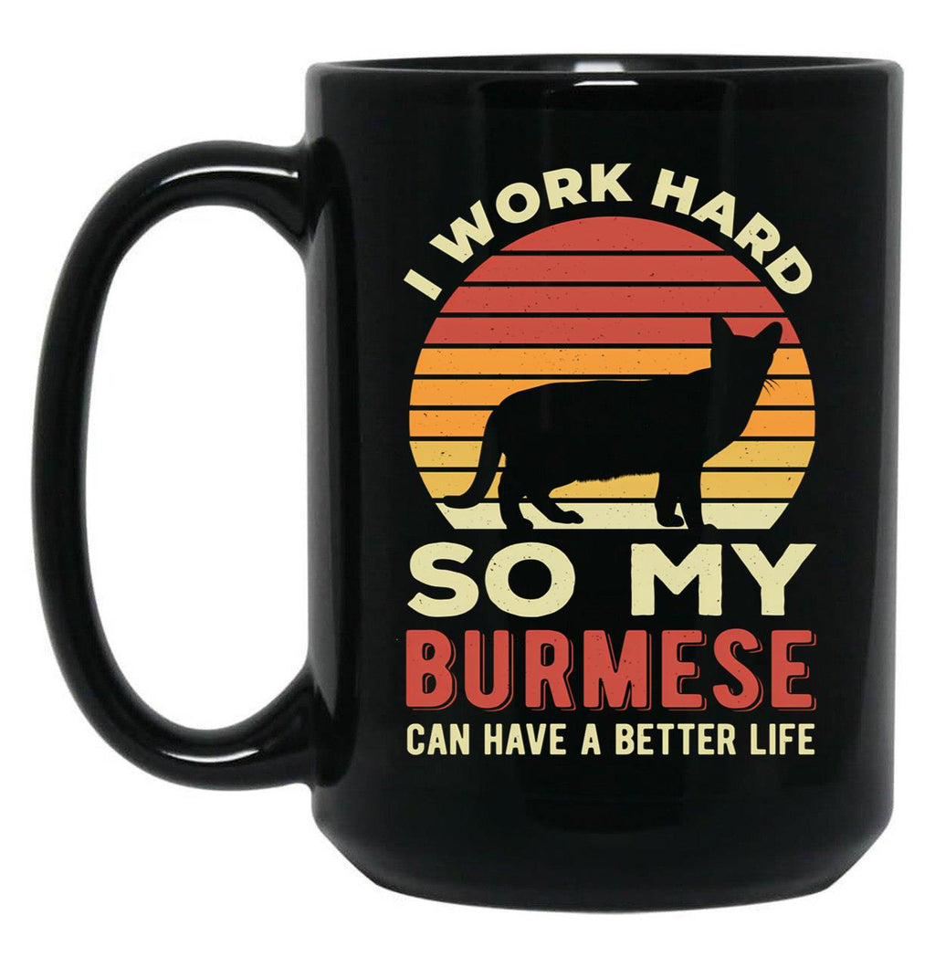 Funny Burmese Cat Black Coffee Mug, Gift Coffee Mug