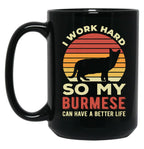 Funny Burmese Cat Black Coffee Mug, Gift Coffee Mug