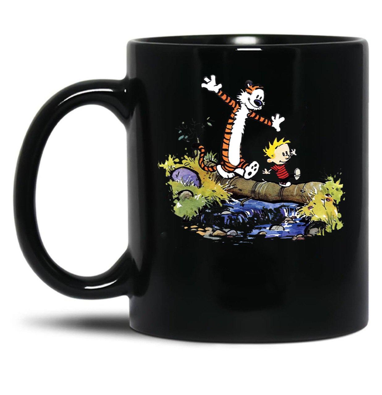 Funny Calvin and Hobbes Black Coffee Mug, Gift Coffee Mug