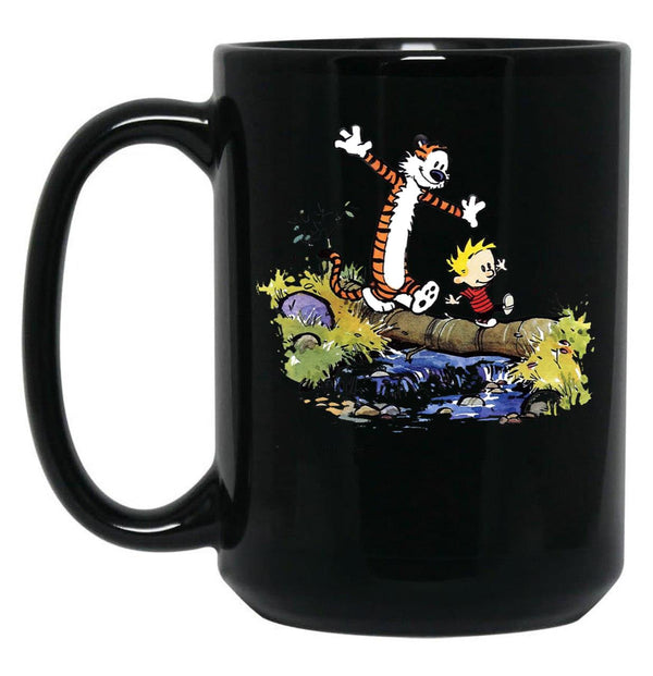 Funny Calvin and Hobbes Black Coffee Mug, Gift Coffee Mug - Black