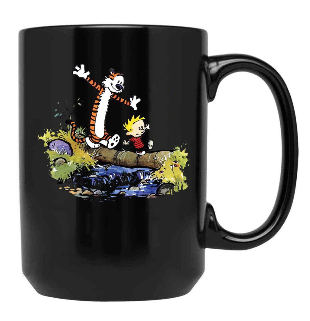 Funny Calvin and Hobbes Black Coffee Mug, Gift Coffee Mug